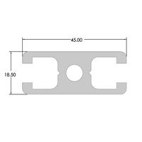 10-4518.5-7-2000MM MODULAR SOLUTIONS EXTRUDED PROFILE 45MM X 18.5MM 2-SLOTS, CUT TO THE LENGTH OF 2000 MM